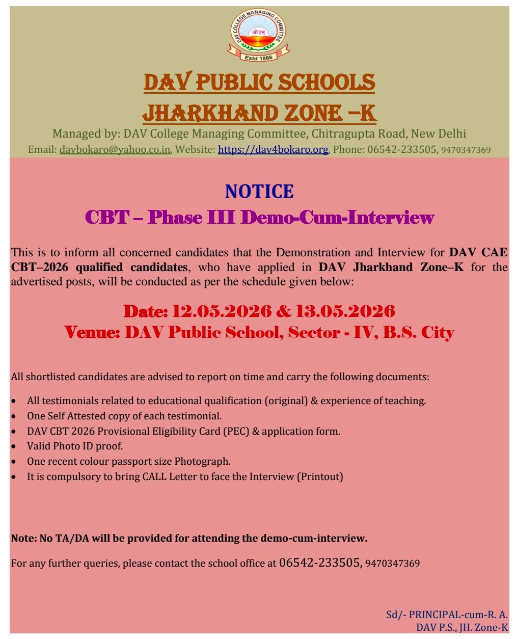 CBT - Phase 111 Dem-Cum-Interview